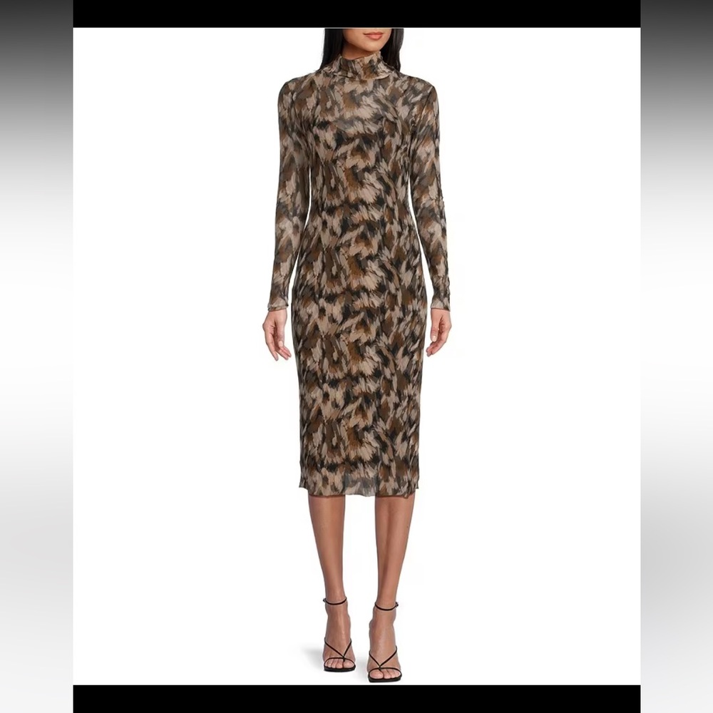 Steve Madden
Vivienne Printed Mesh Turtleneck Long Sleeve Bodycon Midi Dress